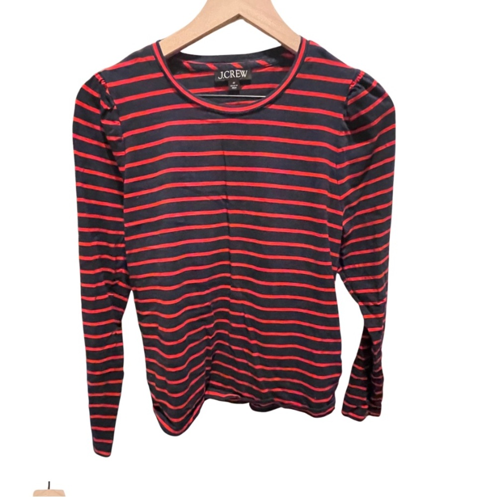 J. Crew Navy and Red Striped Top